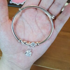 Solid 999 Sterling Silver Wave Bangle Bracelet